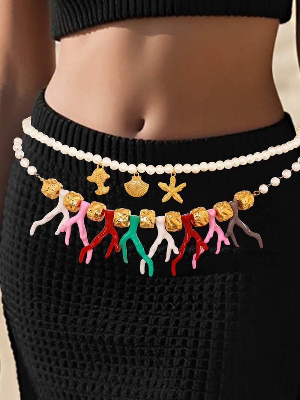 Beach Pearl Waist Chain Belt | Coastal Body Chain | Charm Belt | Boho Summer